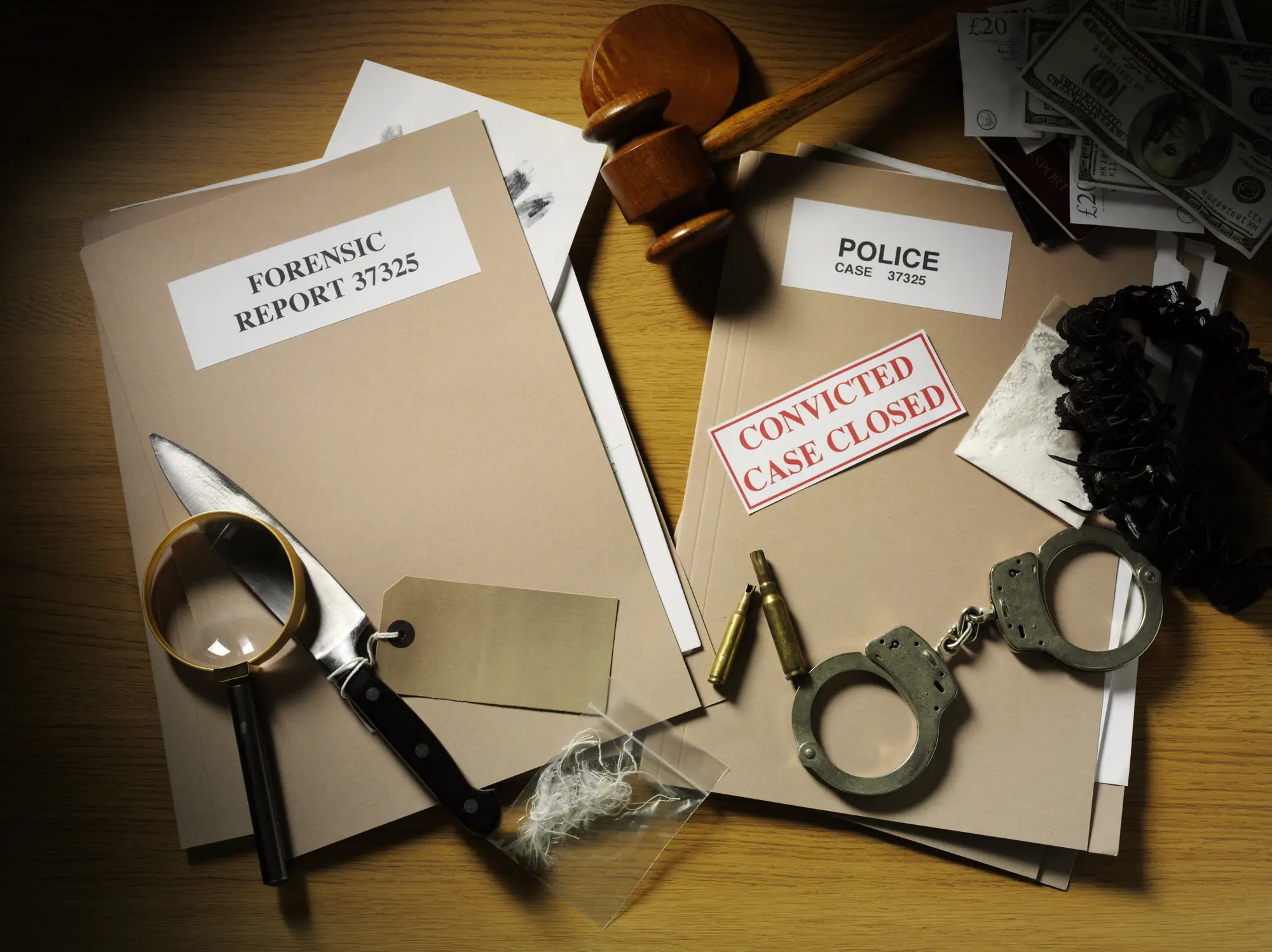 Evidence items with forensic and police reports